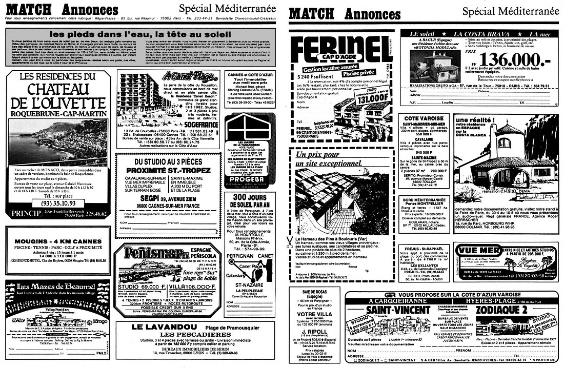 Publicité Match Annonces 1981