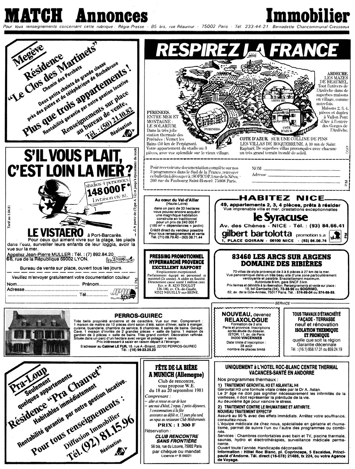 Publicité Match Annonces 1981