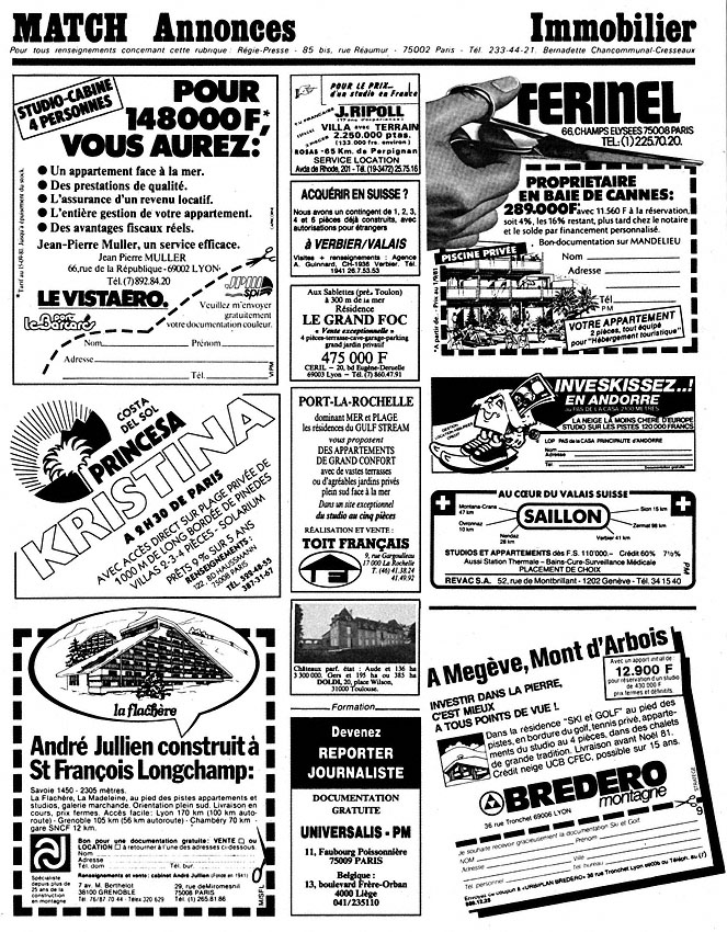 Publicité Match Annonces 1981