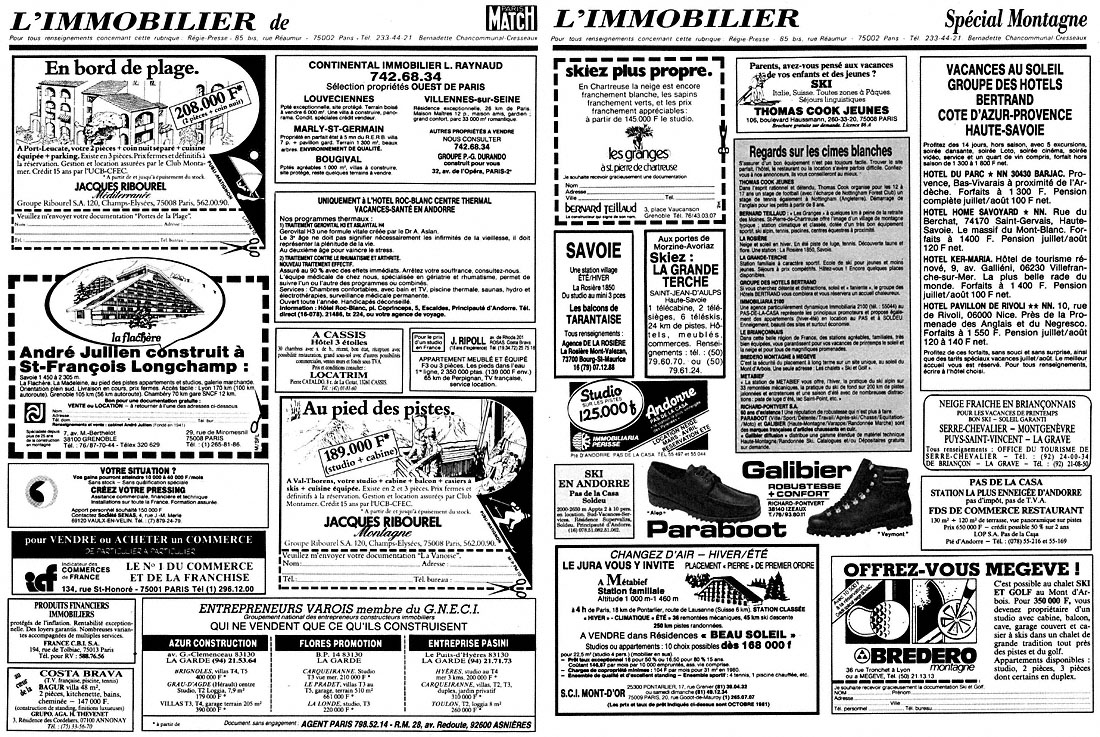 Publicité Match Annonces 1982