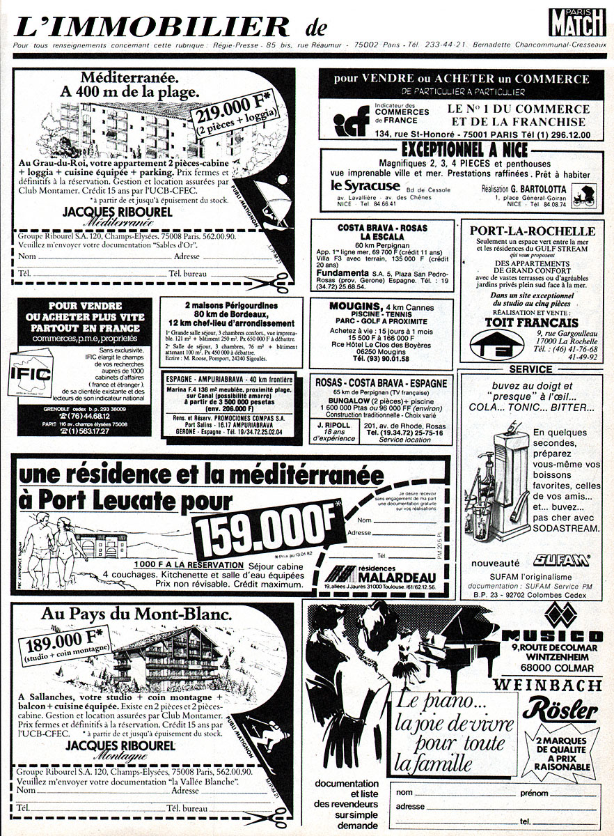 Publicité Match Annonces 1982