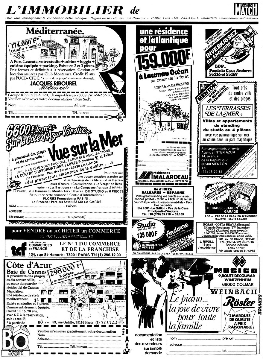 Publicité Match Annonces 1982