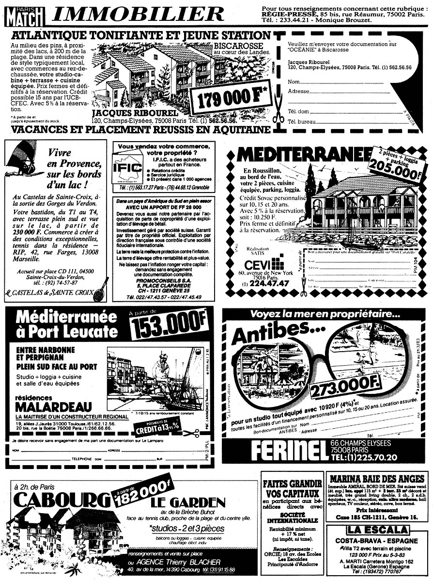 Publicité Match Annonces 1983