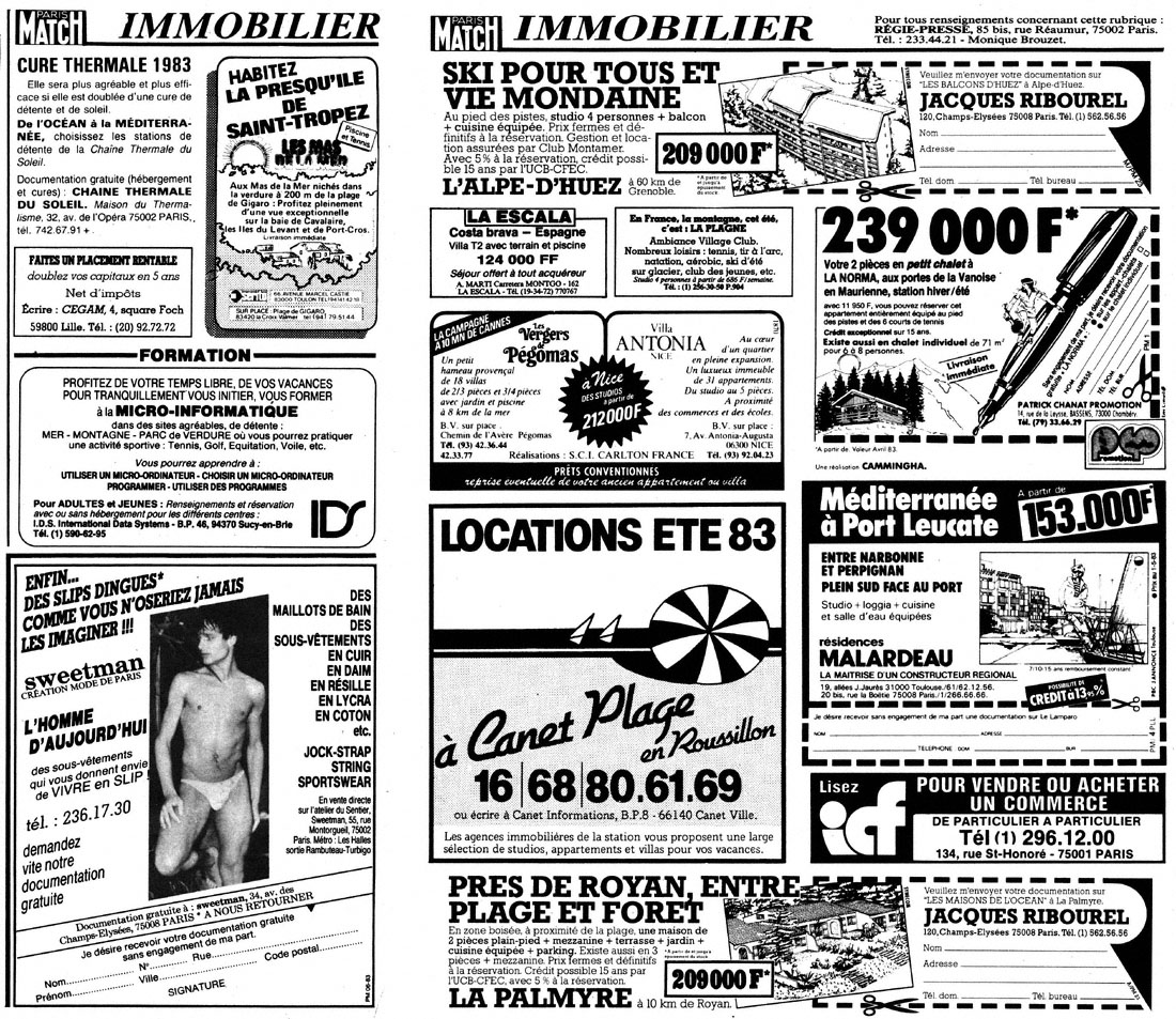 Publicité Match Annonces 1983