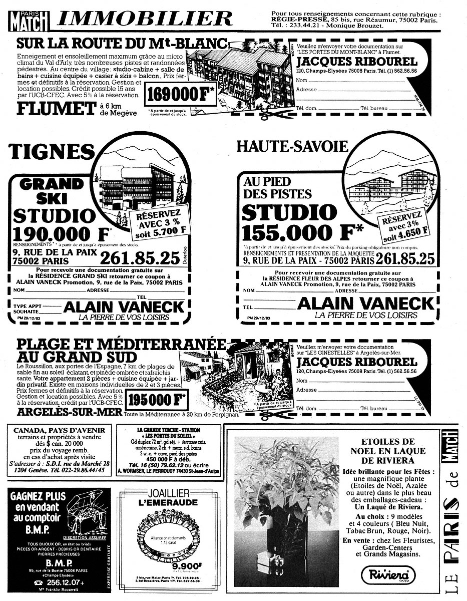 Publicité Match Annonces 1984