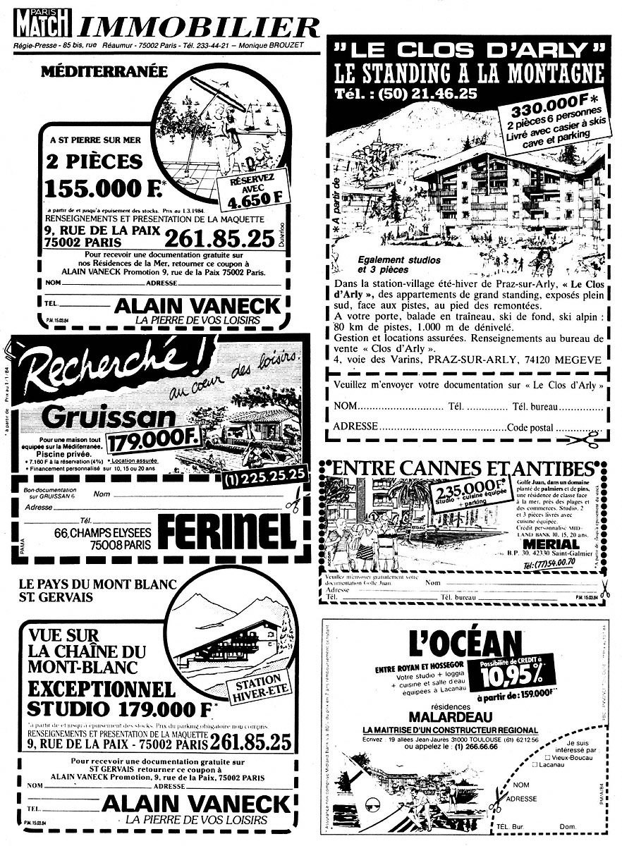 Publicité Match Annonces 1984