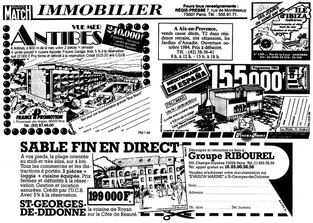 Publicité Match Annonces 1984