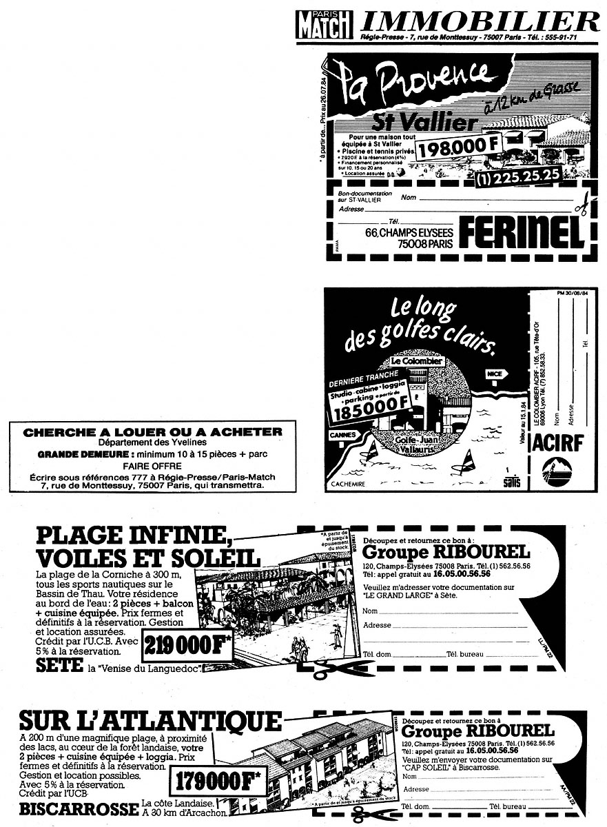 Publicité Match Annonces 1984