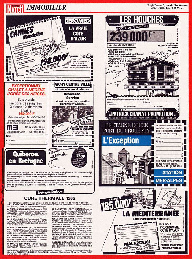 Publicité Match Annonces 1985