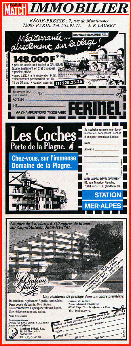 Publicité Match Annonces 1985