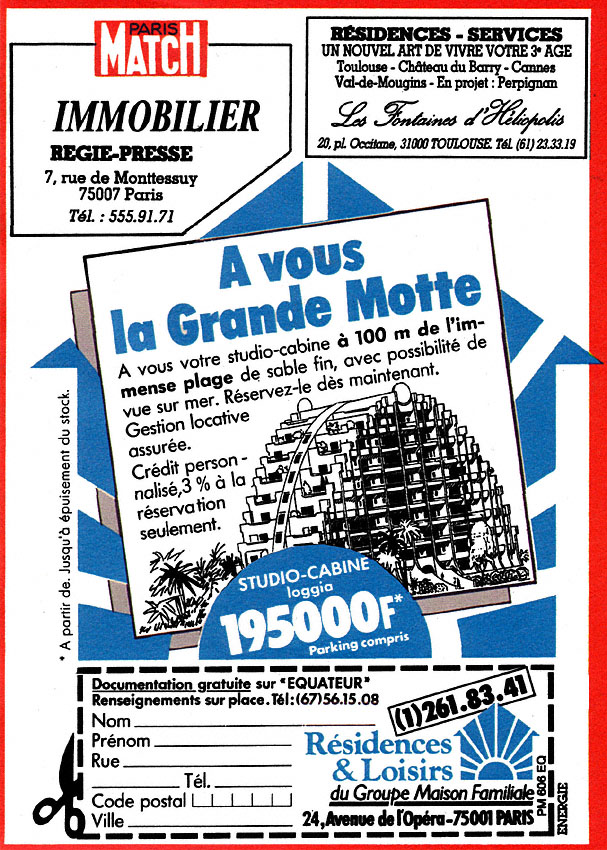 Publicité Match Annonces 1985