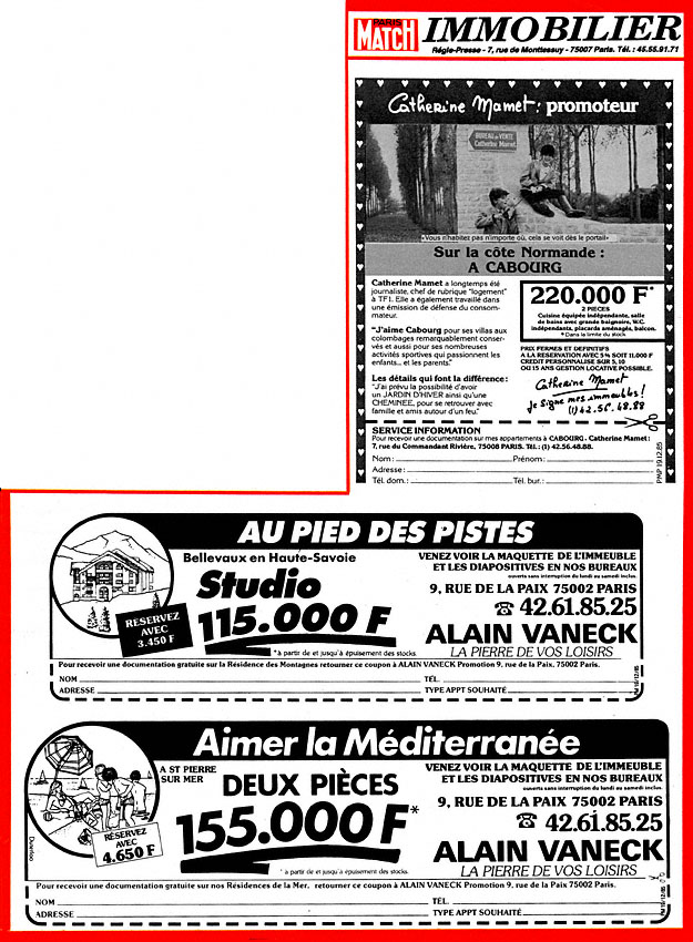 Publicité Match Annonces 1985