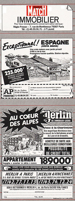 Publicité Match Annonces 1986