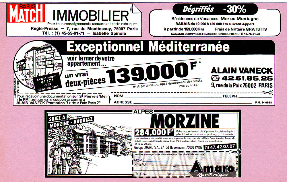 Publicité Match Annonces 1988