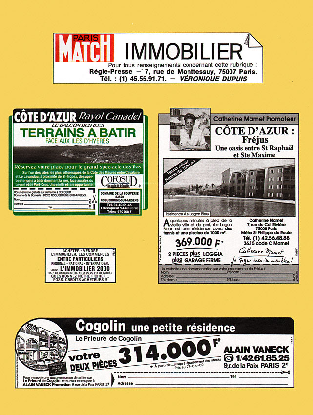 Publicité Match Annonces 1989