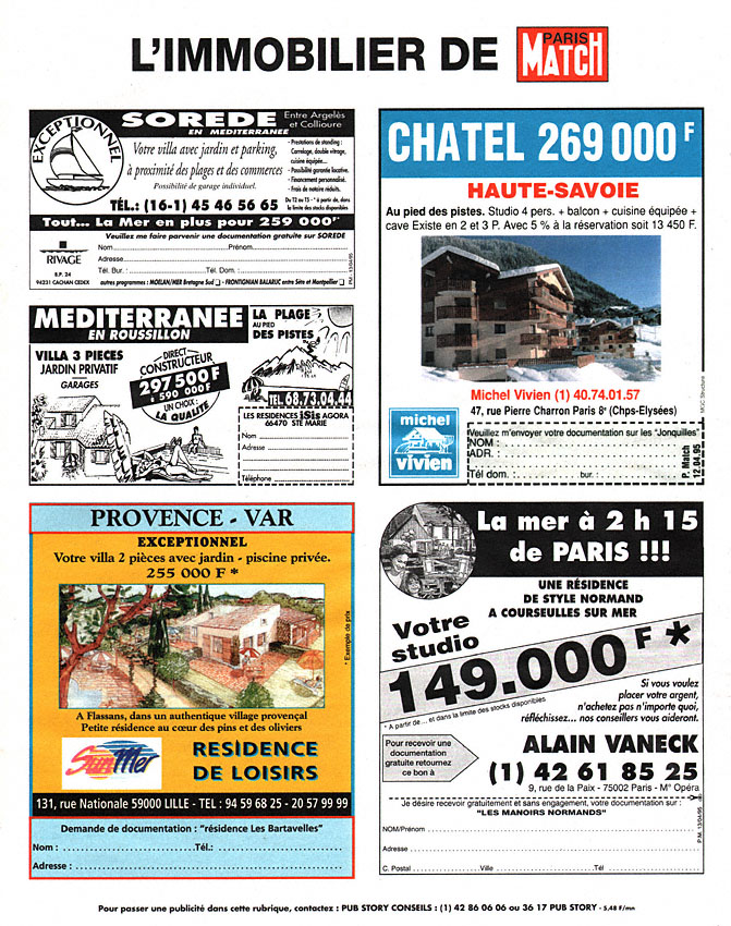 Publicité Match Annonces 1995