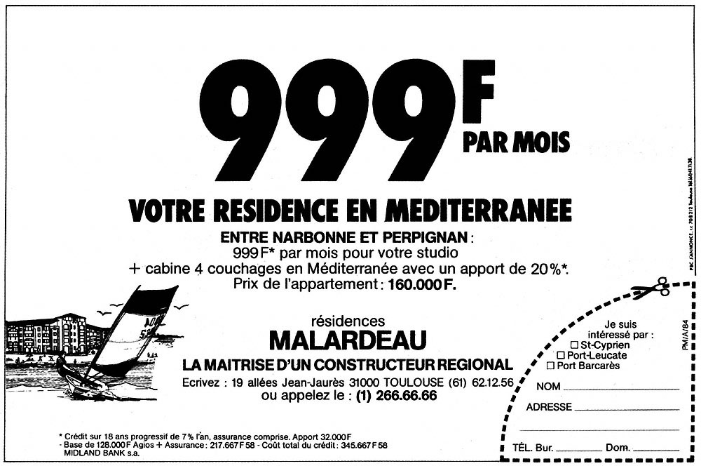 Publicité Mer 1984