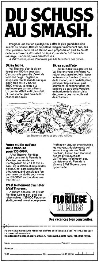 Publicité Montagne 1980
