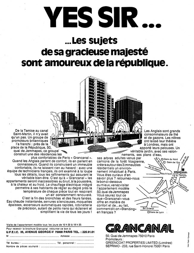 Publicité Paris 1974