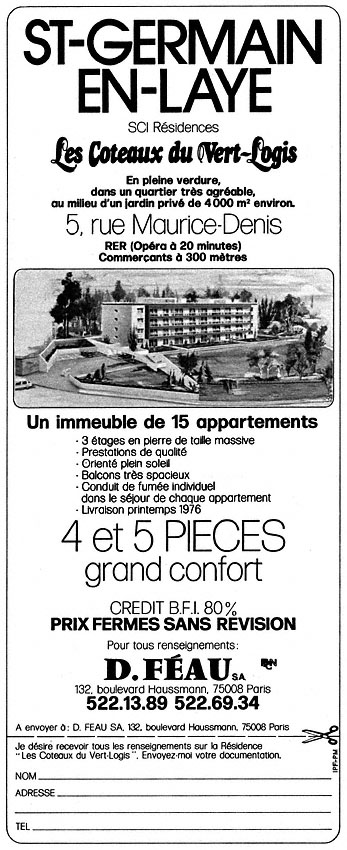 Publicité Paris 1975