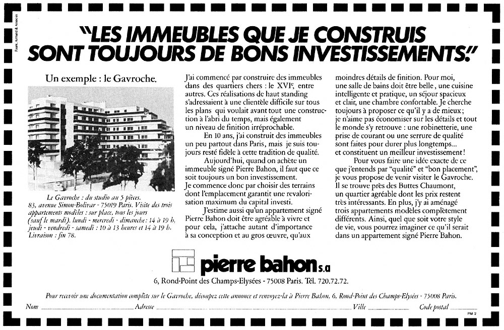 Publicité Paris 1978