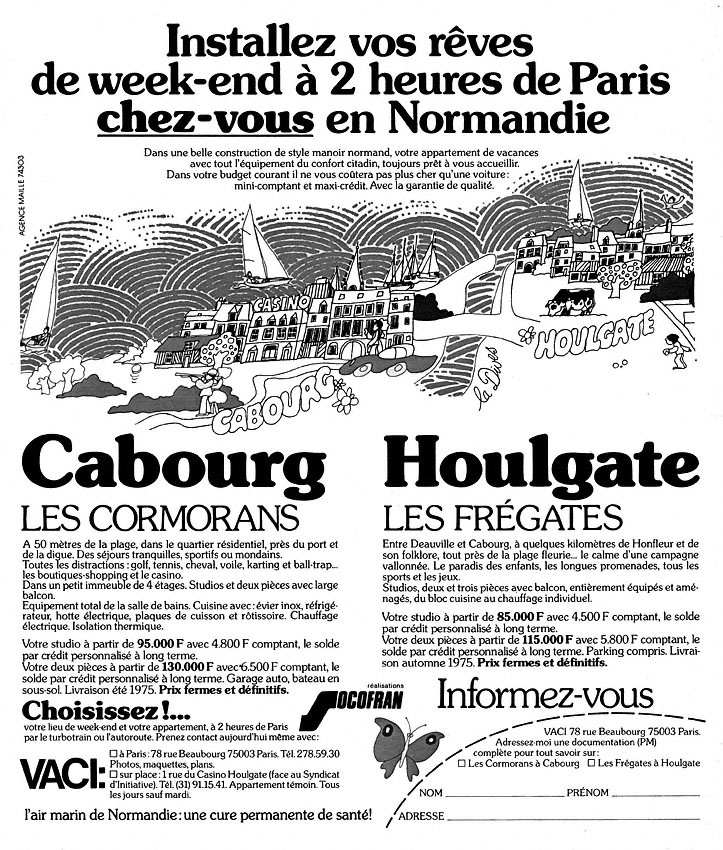 Publicité Programmes Immobiliers 1974