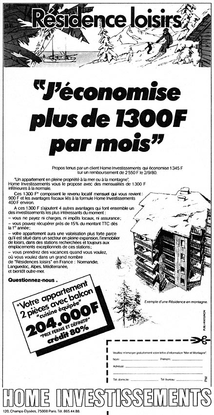 Publicité Programmes Immobiliers 1980