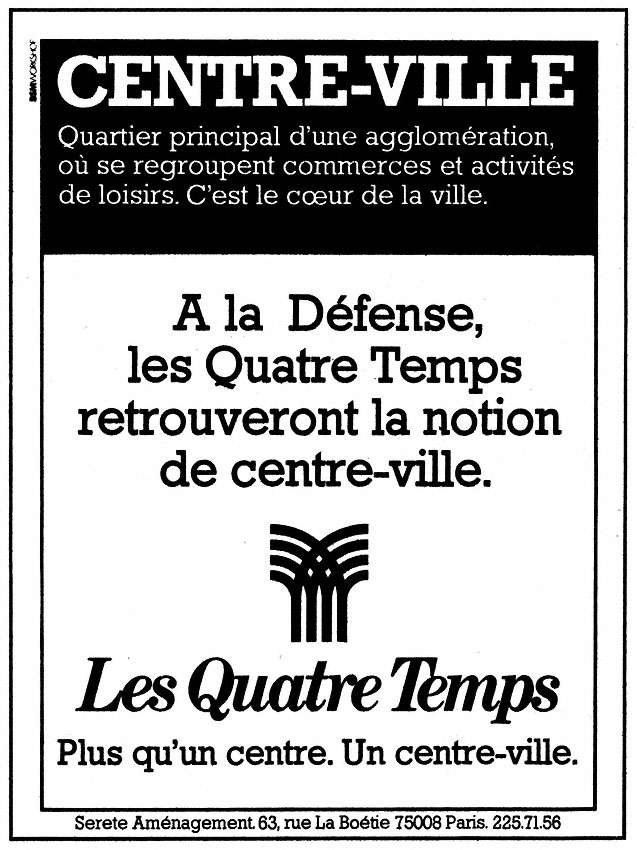 Publicité Les Quatre Temps 1980