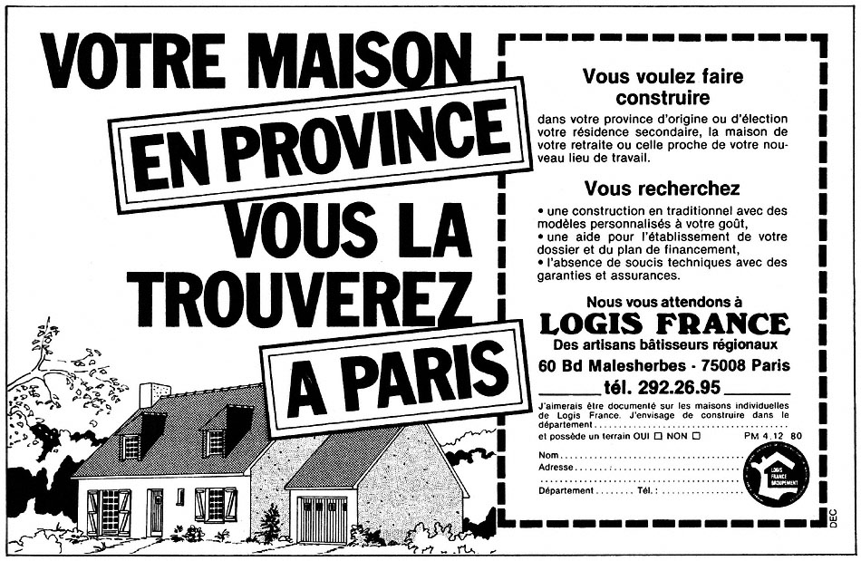 Publicit� ZxDiversMaisons 1981
