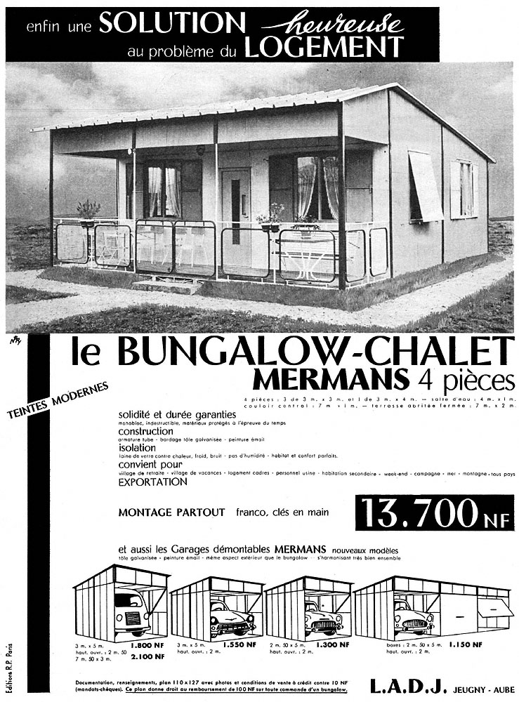 Publicit� ZxDiversMaisons 1960