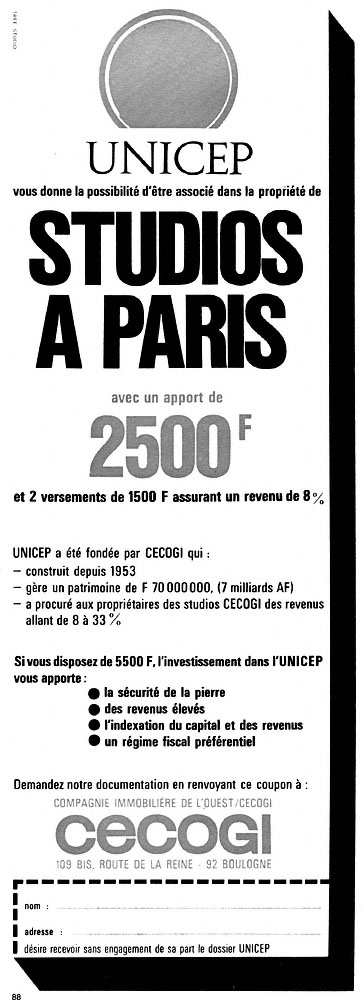 Publicit� Divers 1967