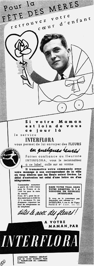 Publicité Interflora 1955