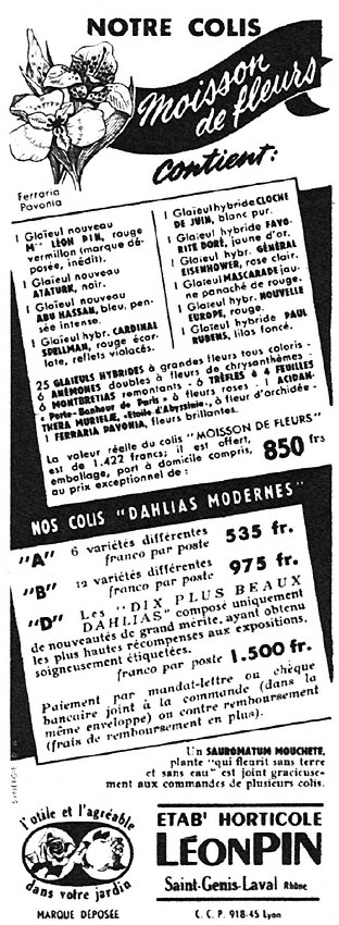 Publicité Lon Pin 1953