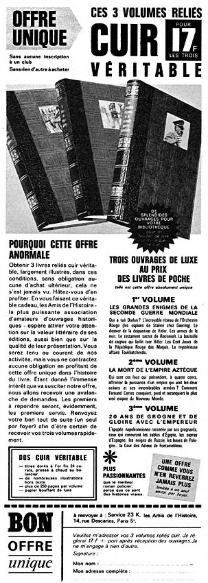 Publicité Amis Histoire 1967