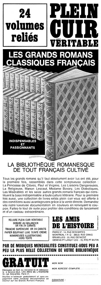 Publicit� Amis Histoire 1967
