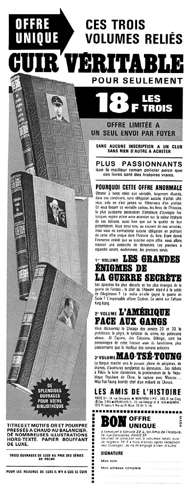 Publicit� Amis Histoire 1967
