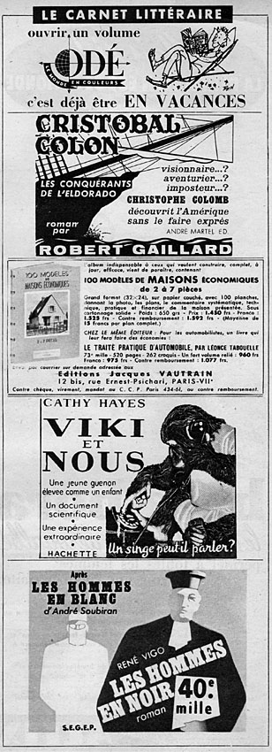 Publicité Carnet Littraire 1953