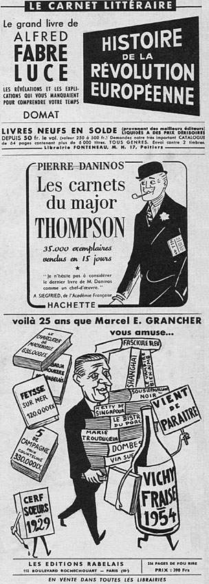 Publicité Carnet Littraire 1954