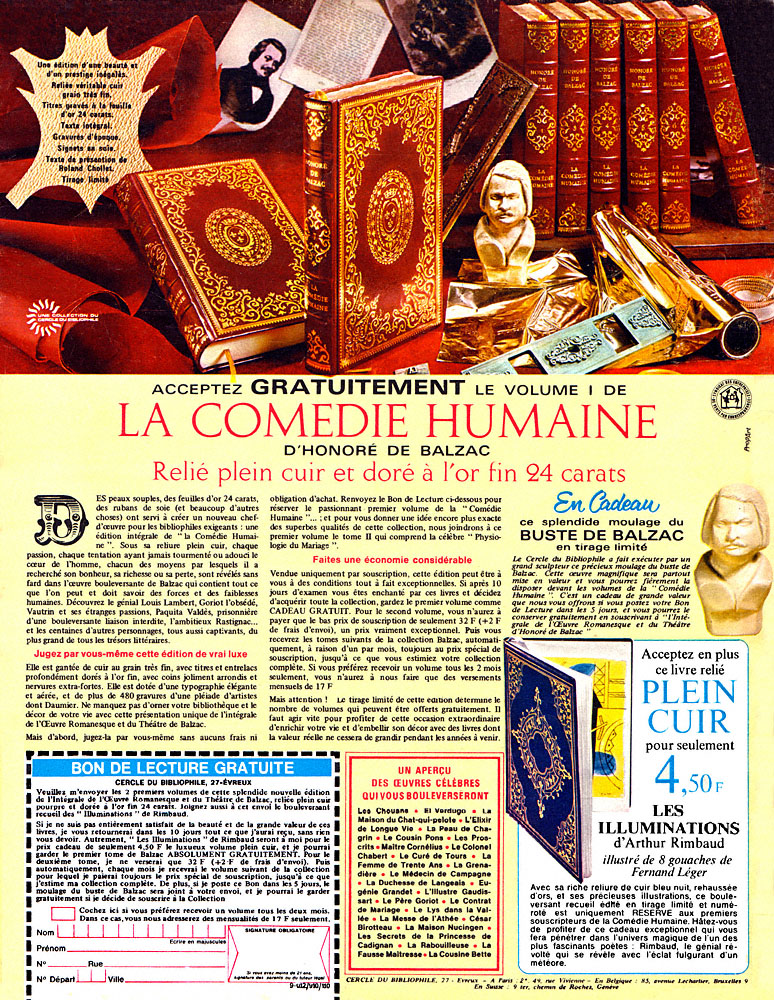 Publicit� Cercle du Bibliophile 1969