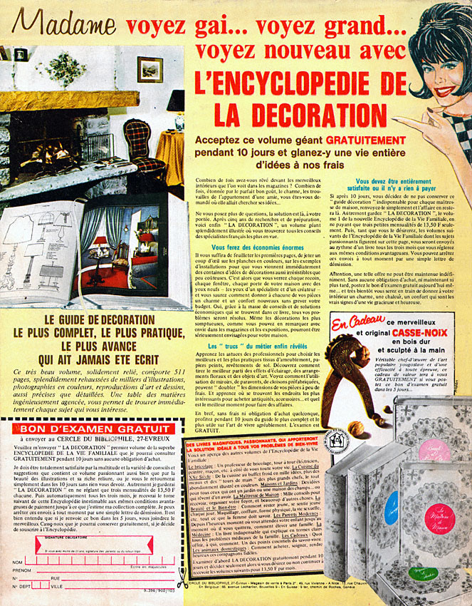 Publicité Cercle du Bibliophile 1969