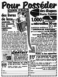 Publicité Club Français du Livre 1955
