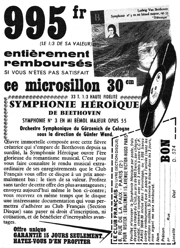 Publicité Club Franais du Livre 1959