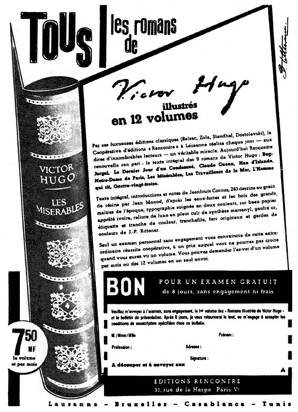 Publicité Editions Rencontre 1960