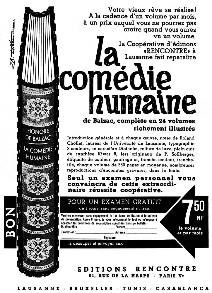 Publicité Editions Rencontre 1960