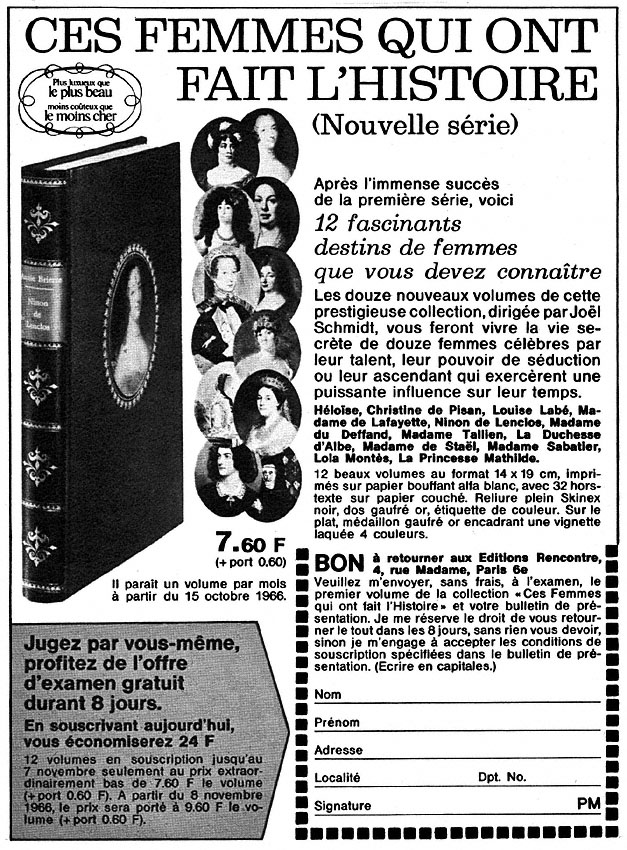 Publicité Editions Rencontre 1966