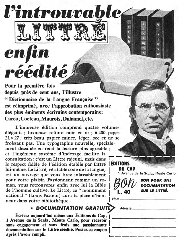 Publicité Editions du Cap 1959