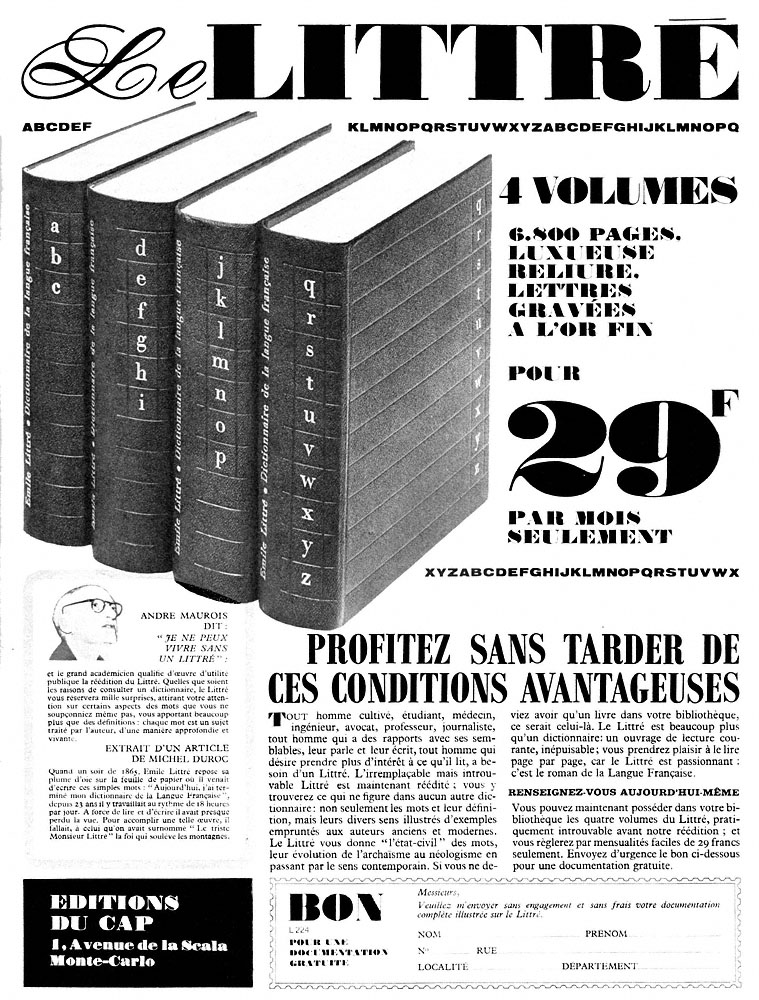 Publicit� Editions du Cap 1966