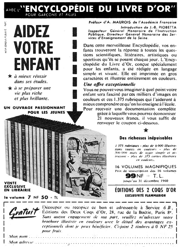 Publicité Flammarion 1960