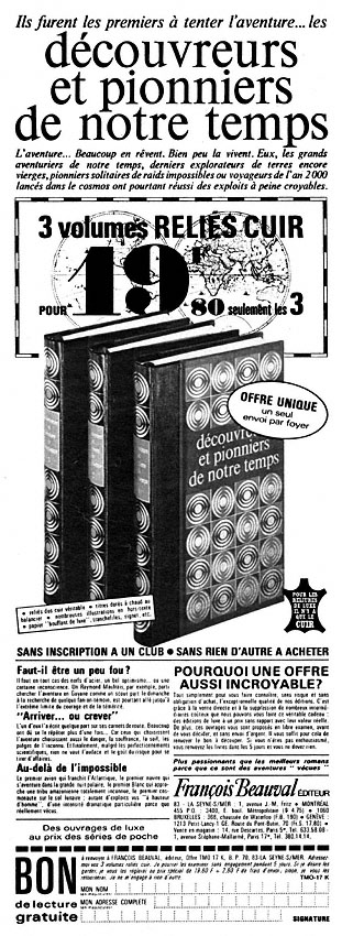 Publicité Franois Beauval 1971