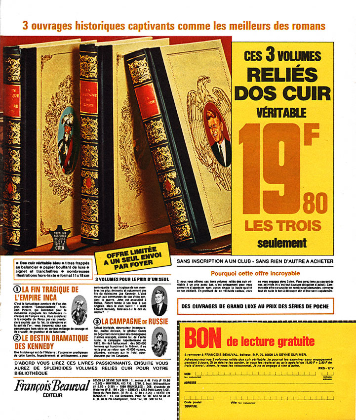 Publicité Franois Beauval 1973